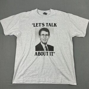 Vintage Lets Talk About It Shirt Mens XL Gray Graphic No Fault Made USA 90s